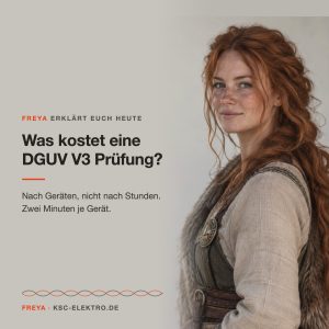 Freya von KSC Elektro: Was kostet eine DGUV V3 Prüfung?